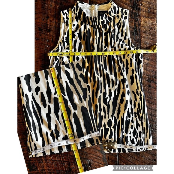 St. John Couture Sleeveless Silk Margay Cat Animal Print High Neck Top T… - Picture 5 of 14